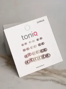 ToniQ Set Of 12 Circular Studs Earrings