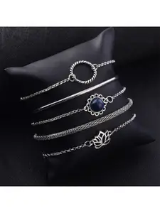 Fashion Frill Women Set of 5  Silver-Plated Multistrand Bracelet