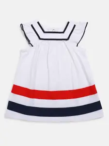 Chicco Infant Girls Square Neck Striped A-Line Cotton Dress