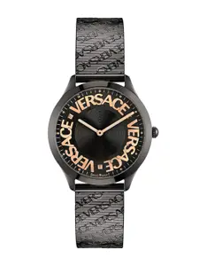 Versace Women Embellished Dial & Leather Straps Analogue Watch VE2O00622