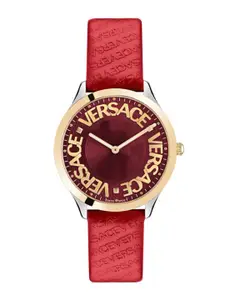 Versace Women Textured Dial & Leather Straps Analogue Watch VE2O00222
