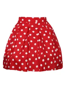 R Cube Girls Polka Dot Printed Crepe Skirt