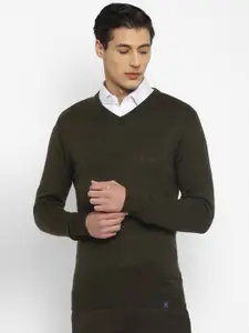 TOP BRASS V-Neck Wool Pullover Sweater