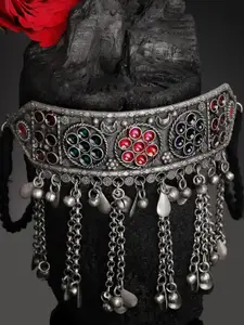 PANASH German Silver Oxidised Necklace