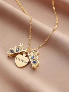 Fashion Frill Gold-Plated Butterfly Pendant Necklace