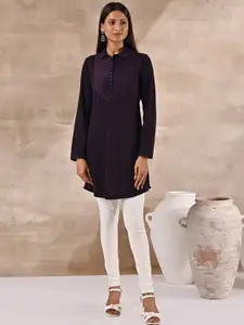 Lakshita Wool Woven Design Straight Regular Shirt Collar Kurti