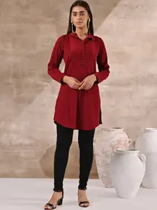 Lakshita Wool Woven Design Shirt Collar Kurti