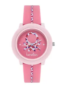 United Colors of Benetton Women Pink Printed Dial & Pink Straps Analogue Watch