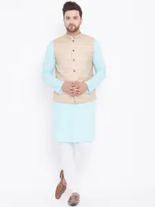 VASTRAMAY  Regular Mandarin Collar Kurta With Pyjamas& Nehru Jacket