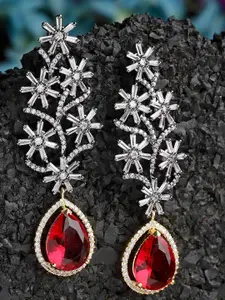 KARATCART Sliver Plated Contemporary Drop Earrings