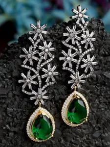 KARATCART Silver-Plated Floral Drop Earrings