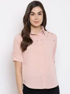 Mayra Women Roll-Up Sleeves Slim Fit Casual Shirt