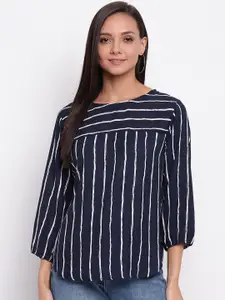 Mayra Vertical Striped Boat Neck Top