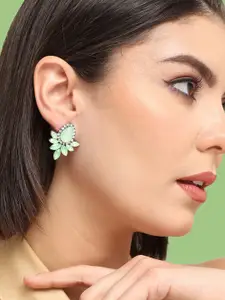 SOHI Green Contemporary Studs Earrings
