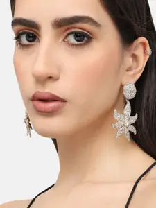 SOHI Gold Plated Floral Drop Earrings