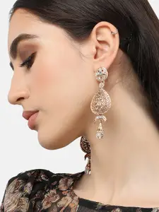 SOHI Gold Plated Contemporary Drop Earrings