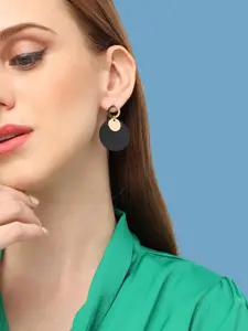 SOHI Gold-Plated Circular Contemporary Drop Earrings