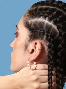 SOHI Gold-Plated Contemporary Drop Earrings