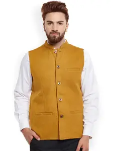 even Men Mustard Yellow Woollen Nehru Jacket