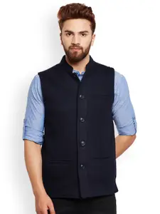 even Men Blue Woollen Nehru Jacket