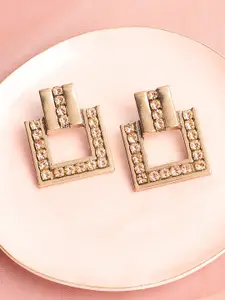 SOHI Gold Plated Contemporary Studs Earrings