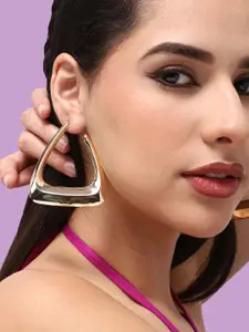 SOHI Gold-Plated Triangular Shaped Drop Earrings