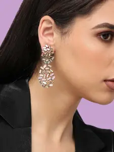 SOHI Gold Plated Contemporary Drop Earrings