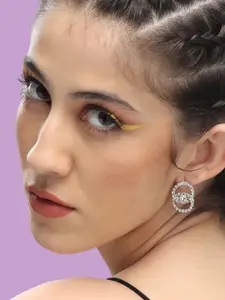 SOHI Silver-Plated Contemporary Drop Earrings