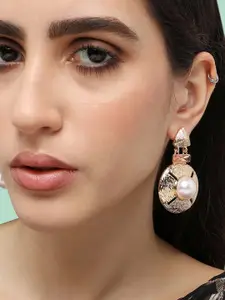 SOHI Gold-Plated Contemporary Drop Earrings