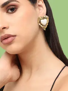 SOHI Gold-Plated Contemporary Studs Earrings