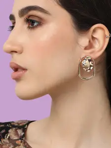 SOHI Gold-Plated Contemporary Drop Earrings