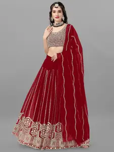 Angroop Embellished Mirror Work Semi-Stitched Lehenga & Unstitched Blouse With Dupatta
