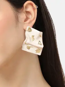 SOHI Silver Plated Contemporary Drop Earrings