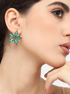 SOHI Gold-Plated Floral Studs Earrings