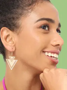 SOHI Gold-Plated Geometric Drop Earrings