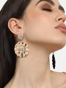 SOHI Gold-Plated Contemporary Drop Earrings