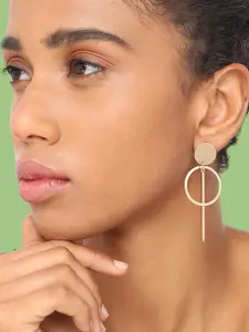 SOHI Gold Plated Circular Contemporary Drop Earrings