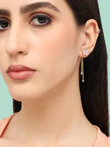 SOHI Gold Plated Contemporary Drop Earrings