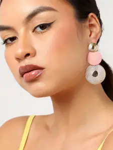 SOHI Gold-Plated Circular Drop Earrings