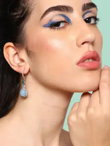 SOHI Silver-Plated Contemporary Drop Earrings