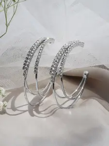 AVANT-GARDE PARIS Silver-Plated Contemporary Half Hoop Earrings