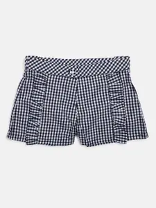 Chicco Girls Cotton Mid-Rise Checked Shorts