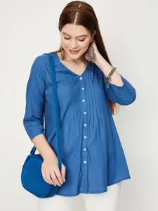 max Regular V-Neck Pleated Shirt Style Top