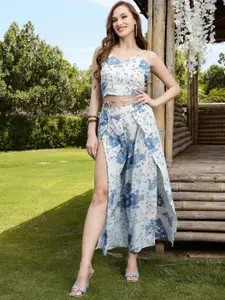 Sera Printed Shoulder Straps Crop Top & Palazzo Co-Ords