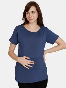 Coucou by Zivame Half Zipper Short Sleeves Maternity Lounge T-shit