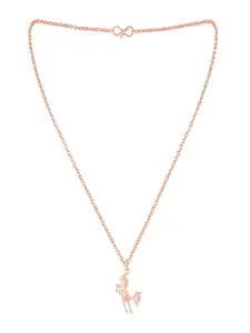 Mahi Rose Gold-Plated Horse Shaped Charm Pendant With Chain