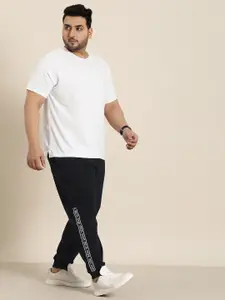 Sztori Men Plus Size Pure Cotton Solid Joggers with Side Taping