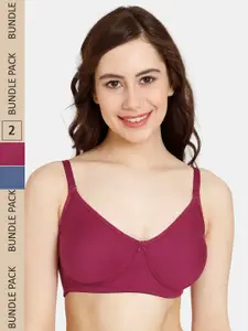 Rosaline by Zivame Pack Of 2 Non Padded Non Wired Super Support T-Shirt Bras