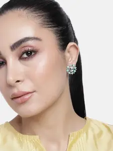 Estele Rhodium Plated Floral Studs Earrings