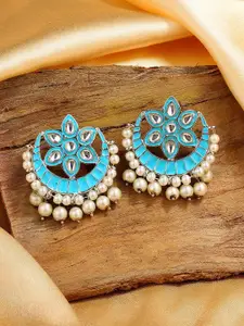 Estele Rhodium-Plated Floral Drop Earrings